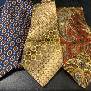 Robert Talbott, Pronto-Uomo, Jos A. Bank  Men's Tie Set - Blue, Gold, Brown
